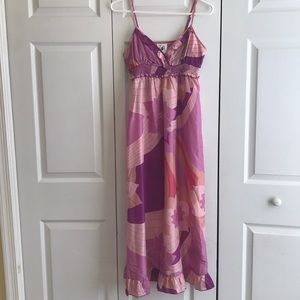 “M” silk maxi dress